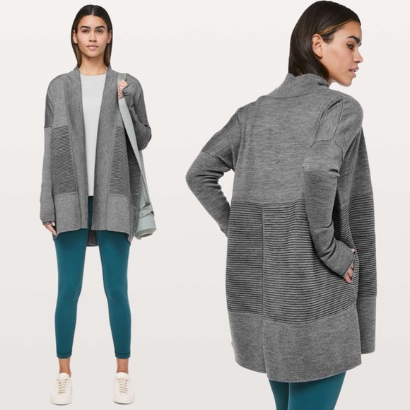 Lululemon Sit In Lotus Wrap II Cardigan in Heathered Medium Grey Size 6 - Picture 5 of 6